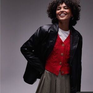 ASOS Topshop Faux Leather Blazer jacket